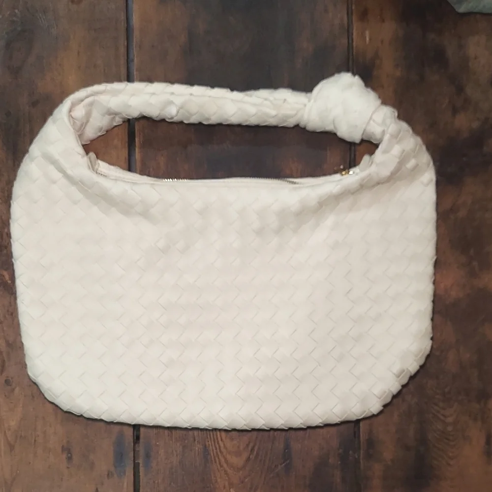 Urban Expressions Cream Woven Hobo Shoulder Bag